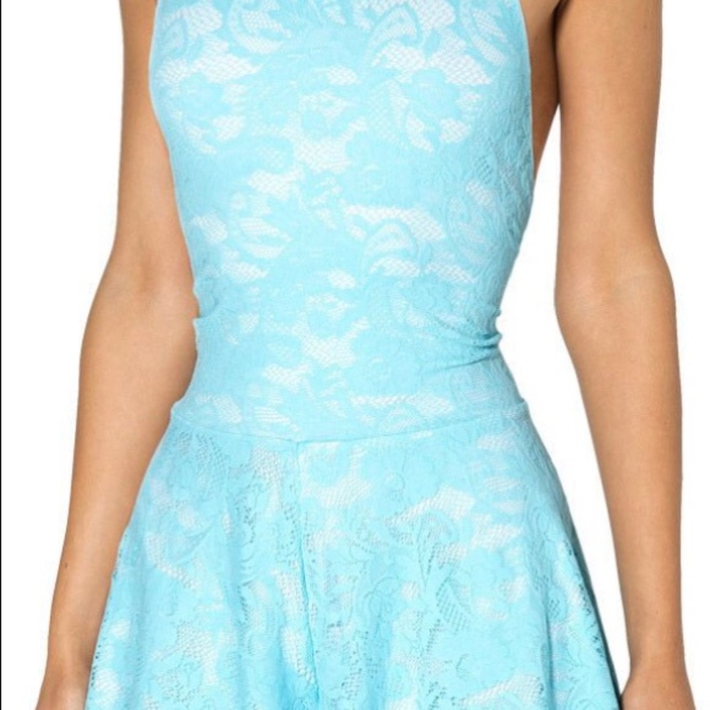 Black Milk Blackmilk Blue Lace Halter Playsuit